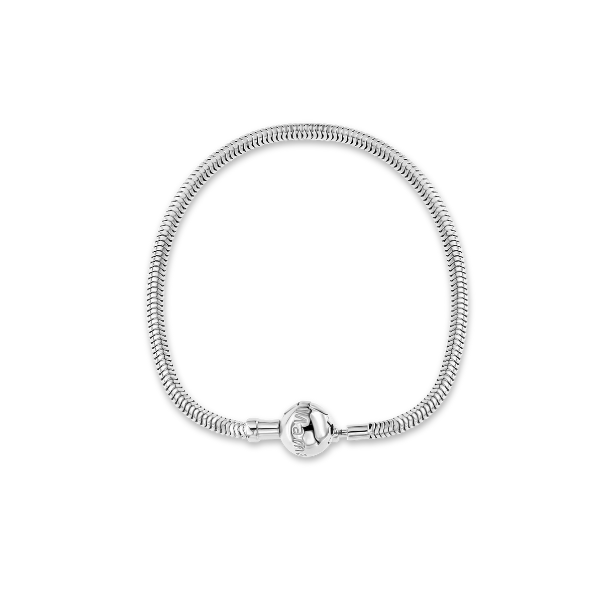 Bracelet à breloques en argent brillant avec fermoir boule