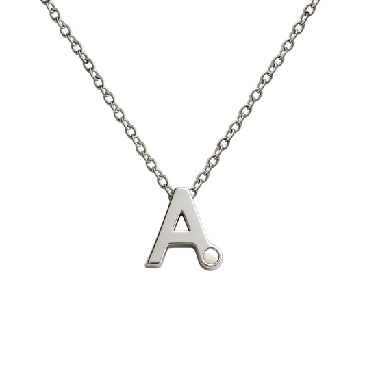 Collier Alix en lait maternel en argent rhodié avec la lettre A