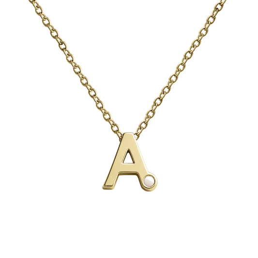Collier Alix en lait maternel en or jaune massif avec la lettre A