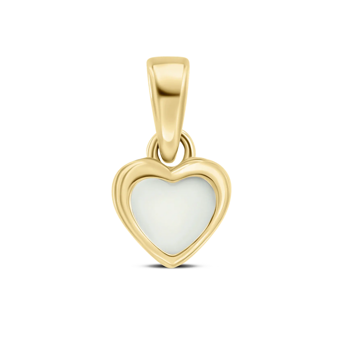Pendentif Cara en or jaune, petit cœur avec pierre de lait maternel et large bélière