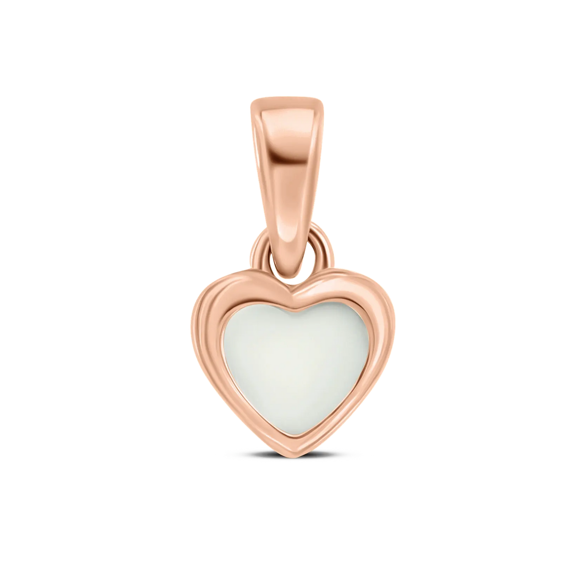 Pendentif Cara en or rose, petit cœur avec pierre de lait maternel et large bélière