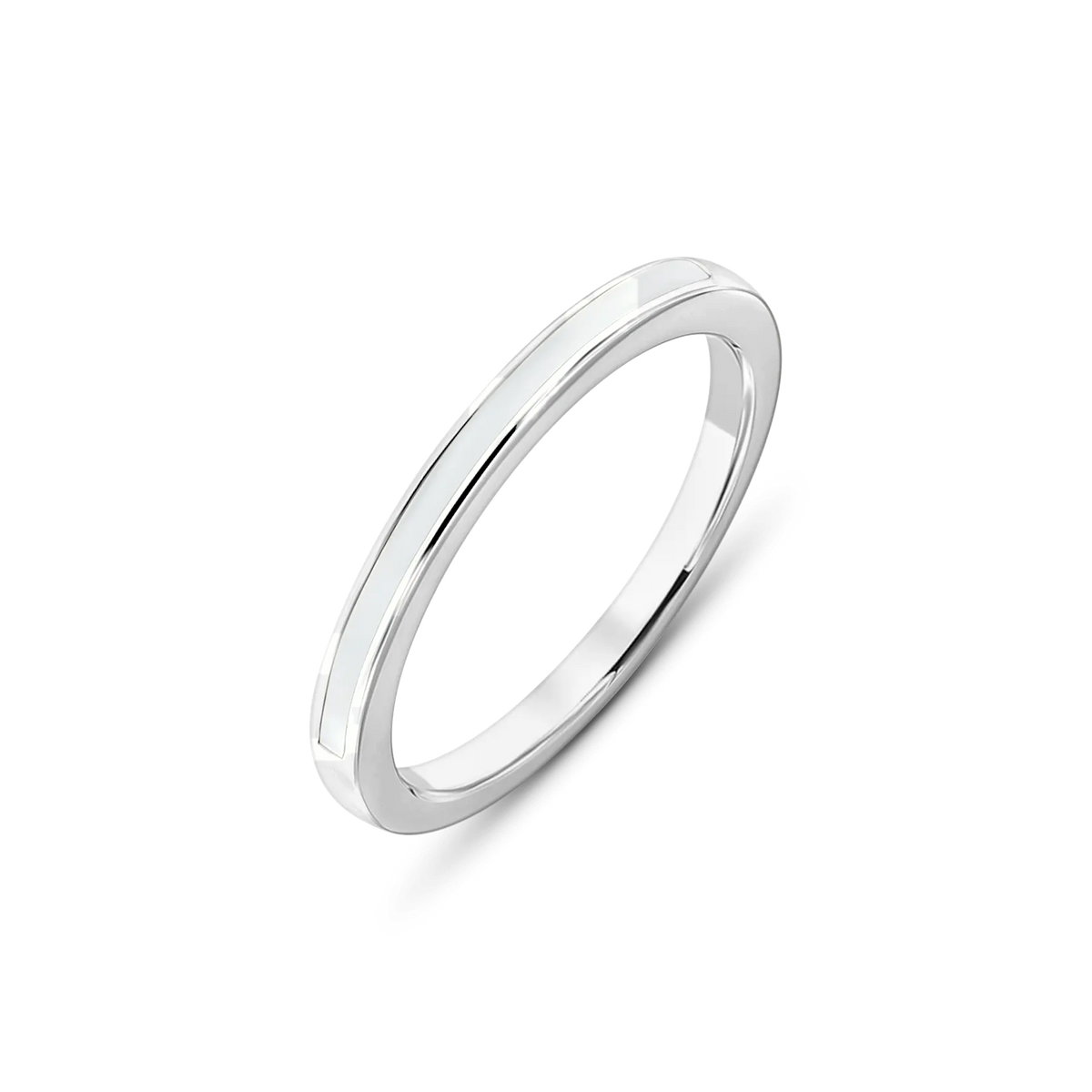 Bague en lait maternel Eva en argent, anneau plat avec une ligne de lait sur le dessus