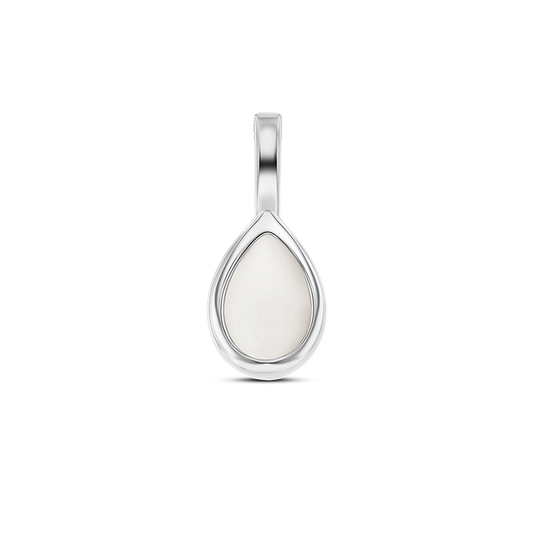Pendentif en argent 925 en forme de goutte, avec une surface en résine contenant du lait maternel.